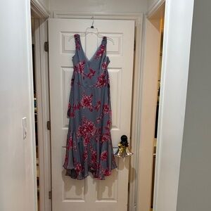 White House Black Market Asymmetrical Dress - Gray and Dark Pink